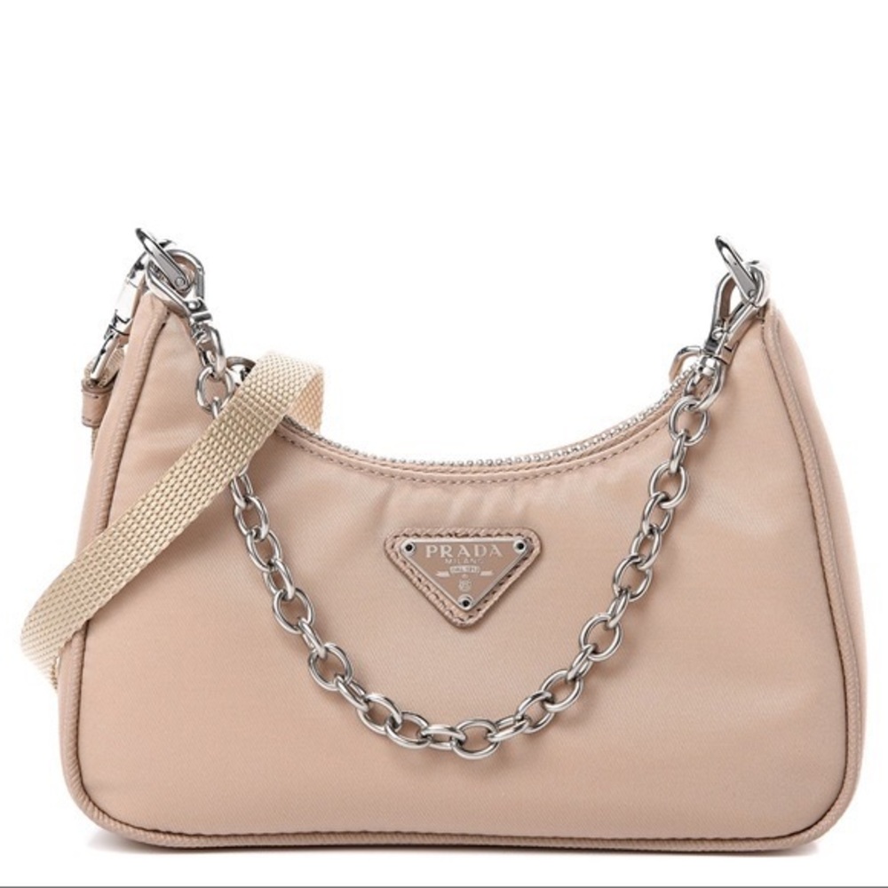 Prada re Editon nylon mini bag nude